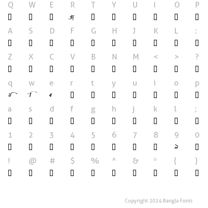 Character Map of Bijoy Italic