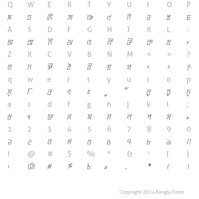 Character Map of ChaturangaMJ Italic