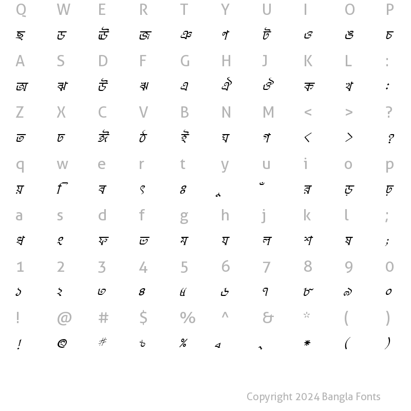 Character Map of KushiaraMJ Italic