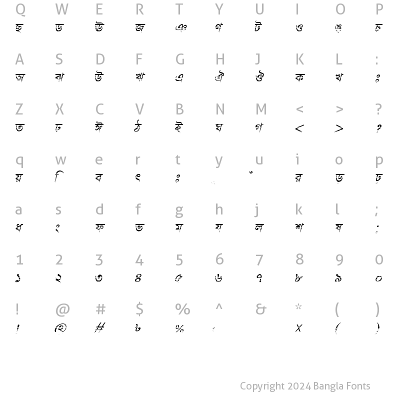 Character Map of TitashMJ Italic