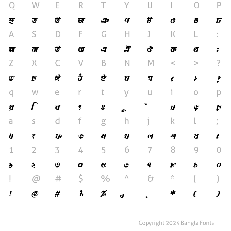 Character Map of UrmeeMJ Bold Italic